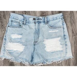 American Eagle Outfitters Women's Light Wash Distressed Denim 
 Shorts Size 6